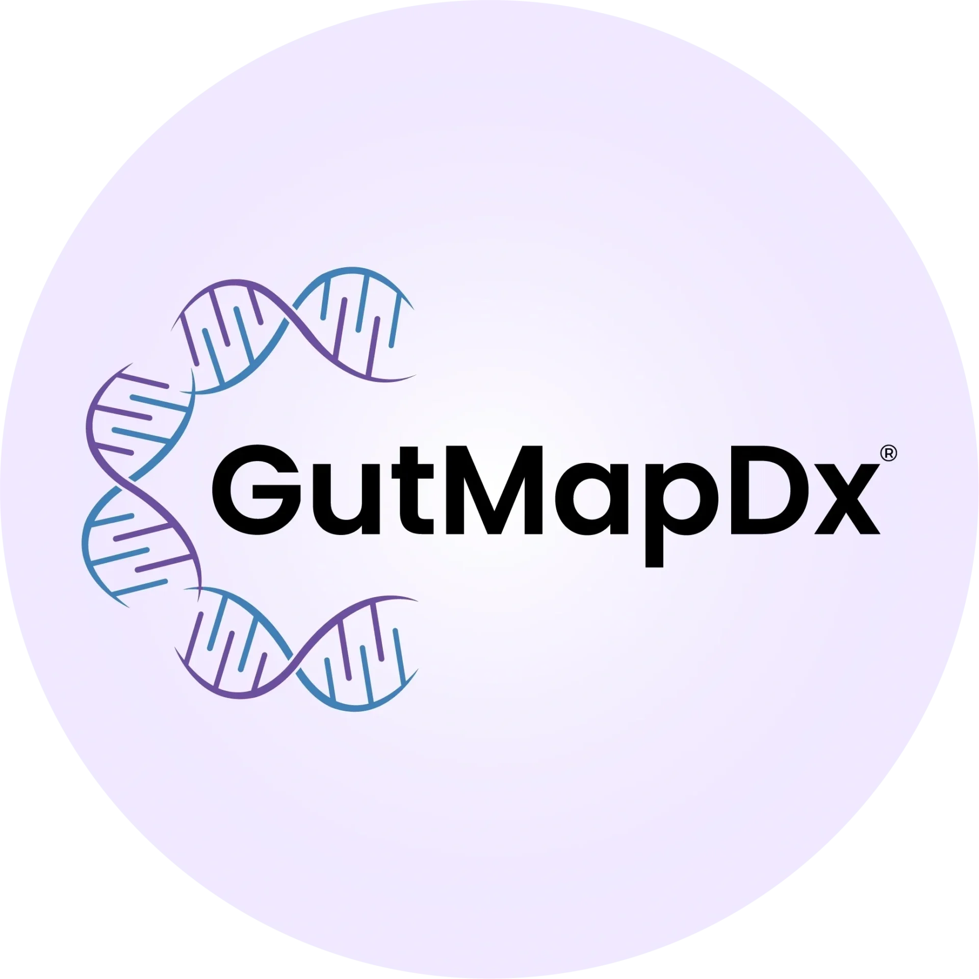 GutMapDx logo with DNA strand design.
