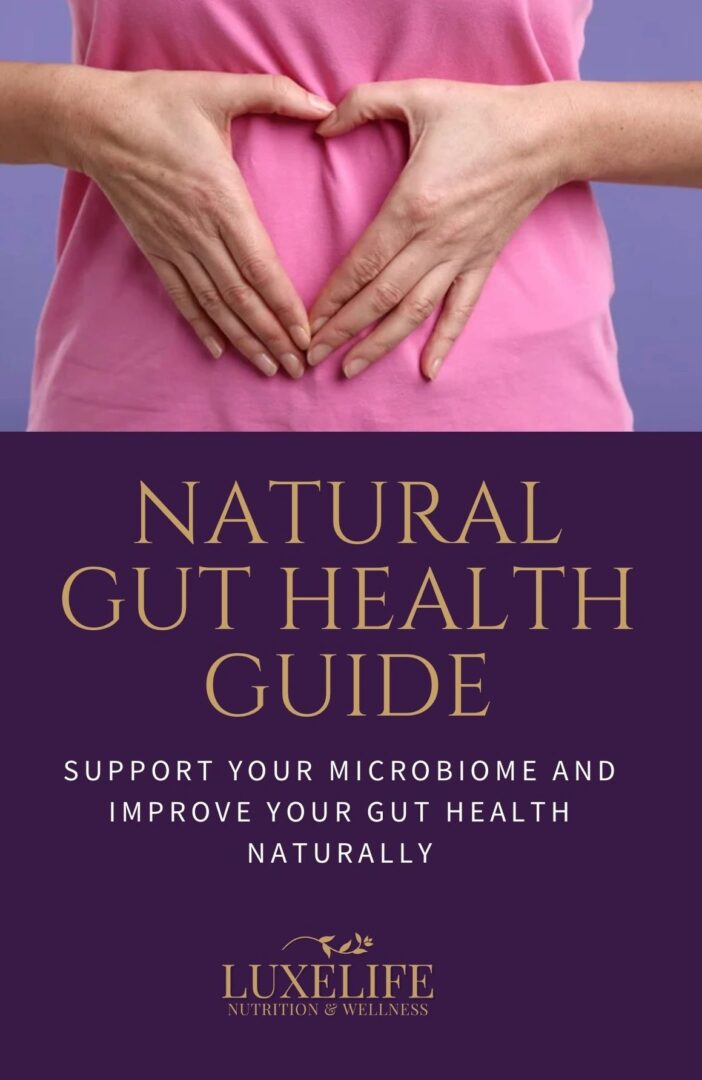 Natural gut health guide cover with text.
